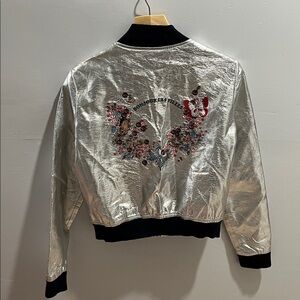 Zara Basics Zip Up Silver Jacket